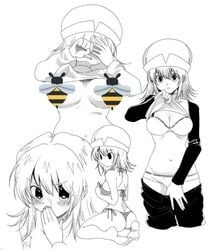 1girls algae_a big_breasts bikini bra breasts censored female female_only human hunter hunter_x_hunter long_hair monochrome panties ponzu shirt_lift shounen_jump sketch solo swimsuit tagme underwear undressing