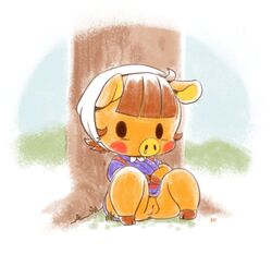 animal_crossing blush cute daisy_mae_(animal_crossing) flashing hooves imminent_sex inviting nintendo pig plump_ass plump_labia suina sus_(pig) swine woory