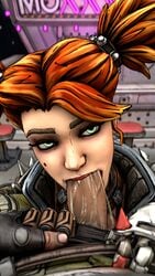 1futa 1girls 3d big_penis borderlands borderlands_3 deep_blowjob deepthroat deepthroat_mark dentol erection eye_contact fellatio female futa_on_female futanari gaige_(borderlands) ginger green_eyes moze_(borderlands) oral orange_hair penis pigtails pov red_lipstick saliva saliva_string saliva_trail seductive_eyes seductive_mouth source_filmmaker twintails