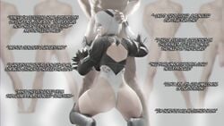 3d amateurthrowaway blindfold english_text imminent_oral kneeling netorare nier:_automata ntr off_screen_character off_screen_male_character text yorha_2b yorha_9s