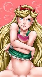 biting_lip blonde_hair blush disney disney_channel disney_xd flat kyder long_hair no_panties realistic spread_legs star_butterfly star_vs_the_forces_of_evil straight_hair teenager undressed