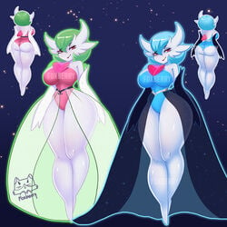 big_breasts black_background game_freak gardevoir mega_evolution mega_gardevoir nintendo pokémon_(species) pokemon pokemon_(species) shiny_pokemon tagme thick_thighs