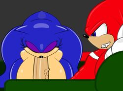 1boy 1girls anthro ass big_ass big_breasts blowjob blue_eyes breasts ctrl-z echidna eyes_closed fellatio genderswap_(mtf) hedgehog knuckles_the_echidna on_couch oral rule_63 sega sonic_(series) sonic_the_hedgehog sonic_transformed_1 sonique_the_hedgehog straight veiny_penis