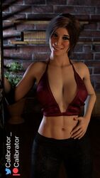 3d breasts calibrator clothed_female clothing female lara_croft lara_croft_(survivor) smile solo tagme tomb_raider