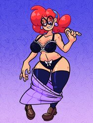 1girls atomickingboo big_breasts breasts busty earrings female female_only freckles galactabee ginger ginger_hair glasses hair_bun hips long_hair nerd original original_character red_hair solo solo_female solo_focus terra_mandrile the_galactabee thick_thighs voluptuous wide_hips