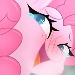 2021 ahe_gao blue_eyes blush bodily_fluids breath crying digital_media_(artwork) equid equine female friendship_is_magic fur hair hasbro hi_res horse looking_back looking_pleasured mammal my_little_pony narrowed_eyes open_mouth pink_body pink_fur pink_hair pinkie_pie_(mlp) pony sleepyinu smile solo steam straight_hair tears tongue