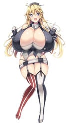 1girls 2021 akikaze_tsumuji big_breasts blonde_hair blue_eyes bustier cleavage huge_breasts iowa_(kantai_collection) kantai_collection large_breasts massive_breasts solo solo_female tagme thick thick_thighs top_heavy tsumugie