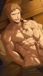 1boy 1male abs balls bara beating_off biceps big_penis clothed_masturbation erect_nipples erect_penis erection functionally_nude furrowed_eyebrows green_eyes grin hairless_balls hard_on jacking_off jerking jerkingoff kuroshinki looking_at_penis looking_pleasured male male_focus male_masturbation male_nipples male_only manly masculine masturbating masturbation mole_under_eye muscles muscular muscular_male mushoku_tensei nipples no_body_hair obliques one_handed_masturbation open_mouth open_pants pants_down pants_open paul_greyrat pecs penile_masturbation penis penis_out shirtless sitting sitting_on_bed smile solo solo_male stiffy stroking stroking_cock stroking_penis topless vein veiny veiny_muscles veiny_penis wanking