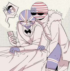 2021 blush clothed countryhumans father_and_son france_(countryhumans) from_behind gay incest male_only monocle sanjo_(artist) sunglasses tagme united_kingdom_(countryhumans) united_states_of_america_(countryhumans)