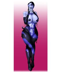 1girls areolae batman_(series) batman_beyond big_breasts breasts completely_naked completely_nude completely_nude_female dc dc_comics dcau female female_focus female_only full_body hotsriracha ink inque looking_at_viewer naked naked_female nipples nude nude_female purple_skin slime_girl solo solo_female thick_thighs thighs