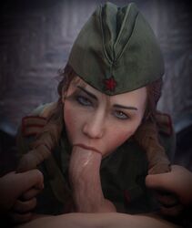 1boy 1girls 3d :>= activision angry_fellatio background balls big_penis blowjob blowjob_face braided_hair braided_twintails brown_hair call_of_duty call_of_duty_vanguard clothed clothed_female clothing duo european eye_contact eyebrows eyelashes eyes fellatio female female_penetrated forced_oral freckles fugtrup garrison_cap green_eyes hair_grab hair_pull hat headgear holding human human_only large_penis laura_bailey light-skinned_female light-skinned_male light_skin lips long_hair looking_at_another looking_at_viewer male male_penetrating male_penetrating_female military military_hat military_jacket military_uniform nude_male open_eyes oral oral_penetration oral_sex penis petite polina_petrova pov pov_eye_contact pulling_hair pulling_twintails red_star russian seductive_eyes sex soldier straight team_cod tear_duct uniform