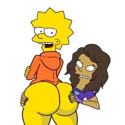 2girls ass ass_grab big_ass edit fat_ass huge_ass lisa_simpson multiple_girls the_simpsons yellow_body yellow_skin