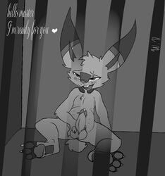 abduction absurd_res anthro bodily_fluids cage captive cum cum_drip dripping genital_fluids hi_res male male/male male_only nintendo petplay pokémon_(species) pokemon prison roleplay scorbunny slave solo video_games wounded_demon