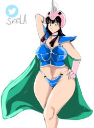 1girls armor bikini bikini_armor bikini_bottom chichi chichi's_armor chichi's_helmet dragon_ball dragon_ball_z female female_only helmet pose posing shikila solo thick_thighs wide_hips