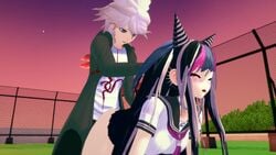 1boy 1girls 3d animated closed_eyes danganronpa danganronpa_2:_goodbye_despair doggy_style from_behind hair_grab koikatsu mioda_ibuki nagito_komaeda no_sound open_mouth sex straight straight_hair vaginal vaginal_penetration vaginal_sex video