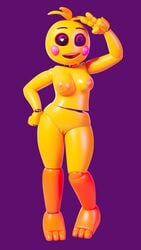 3d 3d_(artwork) ashleyorange avian avian_humanoid breasts five_nights_at_freddy's five_nights_at_freddy's_2 heart-shaped_pupils looking_at_viewer peace_sign robot robot_girl smiling toy_chica_(ashleyorange) toy_chica_(fnaf) vagina winking_at_viewer yellow_body