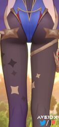 3d ave3dx bodysuit genshin_impact mona_(genshin_impact) thigh_gap