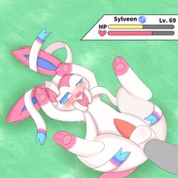 1:1 anal anal_sex anus balls blush eeveelution feral feral_penetrated genitals hanabi162271945 hi_res male male/male male_only male_penetrated male_sylveon nintendo open_mouth penetration penis pink_penis pokémon_(species) pokemon ribbons simple_background solo sylveon video_games