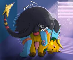 anal balls blue_body blue_fur feral fur genitals luxain luxray male male/male nintendo orange_body orange_fur paws pokémon_(species) pokemon pokemon_(species) raichu resachii sex video_games zarro