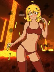 an_hydrolyst blaze blaze_(at2.) blaze_(minecraft) blonde_hair female minecraft minecraft_mob mob_talker nether tagme yellow_hair