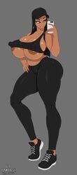 1girls 2021 artist_name breasts cellphone dated erect_nipples female female_only full_body huge_breasts nipples rampage0118 seductive selfie solo standing thick_thighs wide_hips yubi_(rampage0118)