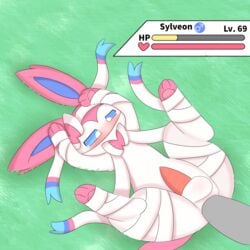 1:1 anal anal_sex anus balls blush bondage bound eeveelution feral genitals hanabi162271945 hi_res male male/male male_only male_penetrated male_sylveon nintendo open_mouth penetration penis pink_penis pokémon_(species) pokemon ribbons simple_background solo sylveon video_games