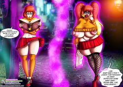 1girls ass_expansion bimbo bimbofication brain_drain breast_expansion drooling english_text female fishnets glasses hair_growth hanna-barbera high_heels huge_breasts lip_expansion long_hair mind_break nipples schinkn scooby-doo sequence short_hair stockings text thick_thighs transformation velma_dinkley