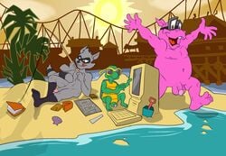 3boys 5_toes balls barefoot beach bentley_turtle darkajugin fishing male male_only murray_hippopotamus naked penis remake sand screenshot skinny_dipping sly_cooper sly_cooper_(series) smooth_fur