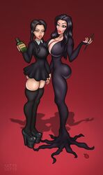 2girls ass bimbo bimbofied black_hair bubble_butt busty cleavage daughter dress family female female_only full_body goth goth_girl gothic hourglass_figure human human_only light-skinned_female light_skin long_hair makeup mature mature_female morticia_addams mother mother_and_child mother_and_daughter multiple_girls nylons platform_heels potion potion_bottle puffy_lips satyrsatyr skimpy skimpy_clothes skimpy_dress skin_tight stockings the_addams_family wednesday_addams wide_hips young