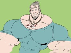 bara bodybuilder bust chest_hair facial_hair glasses grey_hair hairy hairy_pecs human human_only male_only muscles muscular muscular_male pecs remert sketch smile smiling smiling_at_viewer solo solo_male tight_clothing