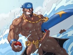 archie_(pokemon) balls bara boner chesschirebacon erection gay male male_only muscles muscular nintendo npc_trainer penis pokemon pokemon_oras solo solo_male team_aqua