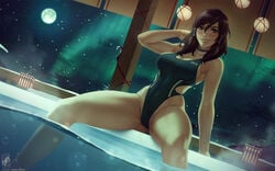 1girls 2021 abs absurd_res alternate_breast_size avatar_legends big_breasts blue_eyes blush breasts brown_hair brown_skin choker cleavage collarbone dark-skinned_female dark_skin female female_only female_protagonist fully_clothed hi_res hot_spring huge_breasts korra large_breasts looking_at_viewer moon moonlight night one-piece_swimsuit partially_submerged sideboob sitting smile snow solo solo_female spread_legs steam straight_hair swimsuit the_avatar the_legend_of_korra themaestronoob thick_thighs thighs thin_waist water water_tribe wide_hips