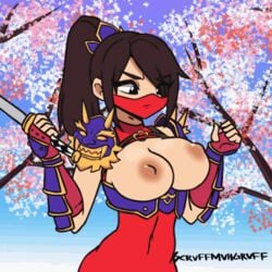 1girls animated areolae big_breasts breasts female female_only large_breasts nipples scruffmuhgruff solo soul_calibur taki