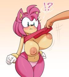 !? 1girls 2021 accessory amy_rose anthro anthro_focus areola areolae big_areola big_breasts big_nipples black_nose blue_eyes blush bracelet breasts countershade_arms countershade_face countershade_torso countershading cowboy_shot daredemon7000 digital_drawing_(artwork) digital_media_(artwork) dress dress_lift eulipotyphlan exposed exposed_breasts eyelashes female female_focus gloves hair_accessory hair_ornament hairband handwear hedgehog humiliation inverted_nipples large_breasts lifted_by_another mammal navel nipples panties pink_body pink_hair pink_skin portrait sega shiny shiny_skin short_hair solo_focus sonic_(series) sonic_the_hedgehog_(series) standing tan_countershading tan_skin thick_thighs thighs thong three-quarter_portrait underwear white_gloves white_handwear