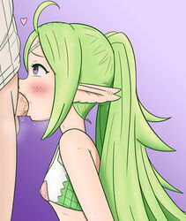 1boy 1girls absurdres ahoge bangs blush circlet deepthroat fellatio female female_focus fire_emblem fire_emblem_awakening from_side gradient_hair green_hair highres leud long_ears long_hair manakete multicolored_hair nintendo nowi_(fire_emblem) open_mouth oral penis pointy_ears ponytail purple_eyes robin_(fire_emblem) robin_(fire_emblem)_(male) saliva sex straight sweat testicles tongue uncensored