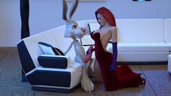 1girls 3d disney dizzydills dress jessica_rabbit penis rabbit red_hair roger_rabbit sofa who_framed_roger_rabbit