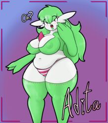 bullelewds chubby gardevoir green_hair green_lipstick large_breasts pokémon_(species) pokemon pokemon_(species) pokemon_rse surprised_expression thick_legs thick_thighs thighs