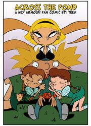 1boy 3girls arnold_shortman blonde_hair breasts brown_hair cover_page hey_arnold! lila_sawyer lulu_(hey_arnold) nickelodeon olga_pataki teev text white_background