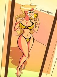 1girls artist_name atomickingboo background big_breasts breasts busty cleavage clothing eyelashes female freckles hips hourglass_figure large_breasts legs lips long_hair original original_character sarah_mcneil thick_thighs thighs voluptuous watermark wide_hips