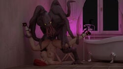 1girls 3d bath bathroom breasts cthulhu disney dizzydills double_penetration hand_on_thigh high_heels jessica_rabbit legs_held_apart legs_up monster monster_sex nipples nude_female open_mouth red_hair tentacle tentacle_around_leg tentacle_restraint upside_down vaginal_sex who_framed_roger_rabbit