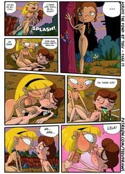 2girls accidental_circumstance blonde_hair blush brown_hair casual comic cpr dialogue english_text female hey_arnold! human incest kissing lila_sawyer lulu_(hey_arnold) mistaken_identity multiple_girls nickelodeon nipples nude olga_pataki outdoors pale_skin pussy siblings sisters skinny_dipping speech_bubble swimming teev text yuri