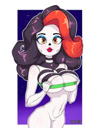 1girls alternate_ass_size alternate_breast_size big_breasts black_hair blue_eyeshadow covered_nipples dia_de_los_muertos hourglass_figure jose12mexico lipstick looking_at_viewer mexican monster monster_girl monster_high orange_hair orange_highlights pink_lips pink_lipstick skeleton skelita_calaveras small_waist tagme white_skin