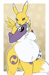 breasts digimon digimon_(species) female female_only furry nipples nude papa_soul pregnant ready_to_pop renamon tagme veiny_belly