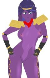 1girls breasts female female_only humanoid jojo's_bizarre_adventure looking_away multicolored_body multicolored_hair partially_nude purple_skin rule_63 shounen_jump solo_female stand_(jjba) star_platinum stardust_crusaders