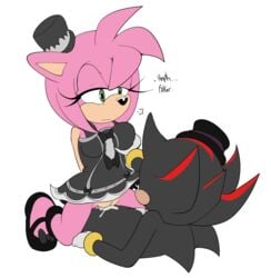 amy_rose anthro black_body black_fur black_nose bodily_fluids clothing cum cum_inside duo eulipotyphlan eyelashes female fur genital_fluids goth gothic_lolita green_eyes hat headgear headwear hedgehog hi_res male male/female mammal pink_body pink_fur sega senshion sex shadow_the_hedgehog simple_background sonic_(series) sonic_runners sonic_speed_simulator sonic_the_hedgehog_(series)