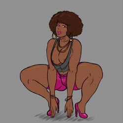 afro breasts dark-skinned_female female franktonius launna_(franktonius) pink_clothes