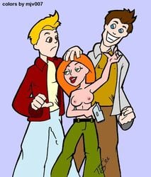 2006 color colored disney drunkenartist female human jim_possible kim_possible kimberly_ann_possible male mjv007 nipples orange_hair redhead straight straight_hair tim_possible