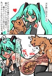 1girls 2010 anal anal_sex ass bestiality black_legwear black_thighhighs brown_fur burukabi canine clothing cross_section crying dog duo female female_on_feral feral fetus from_behind hatsune_miku human human_on_feral instant_loss_2koma interspecies interspecies_pregnancy long_hair male open_mouth penetration penis pregnant sex tears thighhighs tongue tongue_out translation_request uterus vocaloid x-ray zoophilia