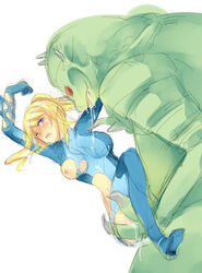 bestiality female human interspecies kraid male metroid nintendo nipple samus_aran straight zero_suit zero_suit_samus