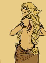 2010 back_turned blonde_hair braided_hair dreamworks how_to_train_your_dragon paramount_pictures ruffnut_thorston sketch topless_female